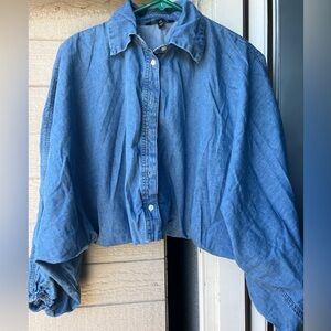 Women's soft denim shirt, blue casual loose style, versatile and fashionable.